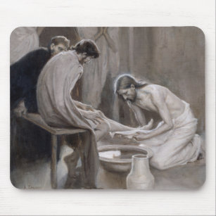 Albert Edelfelt - Jesus Washing Feet of Disciples Mouse Pad