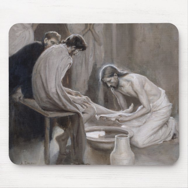 Albert Edelfelt - Jesus Washing Feet of Disciples Mouse Pad (Front)