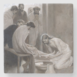 Albert Edelfelt - Jesus Washing Feet of Disciples Stone Coaster
