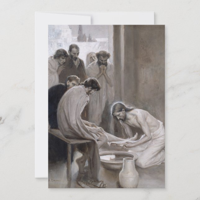 Albert Edelfelt - Jesus Washing Feet of Disciples Thank You Card (Front)