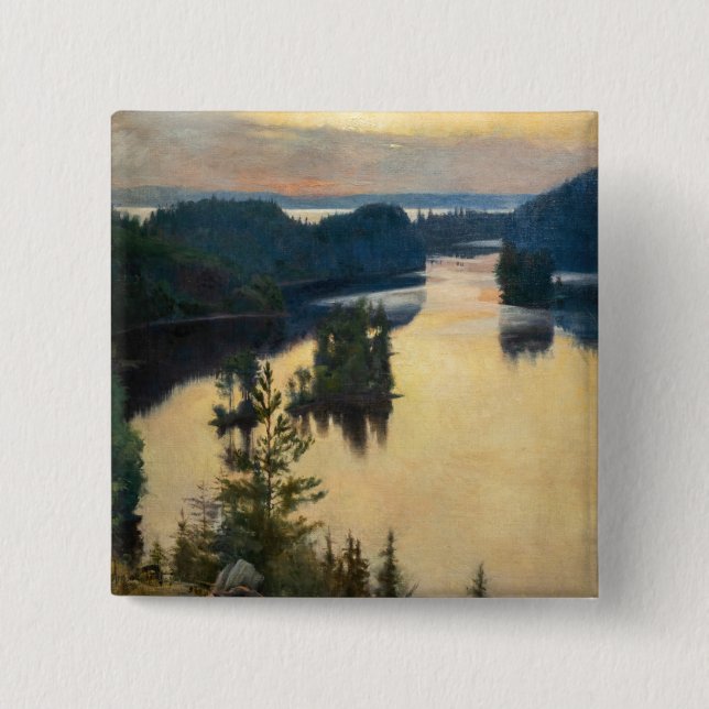 Albert Edelfelt - Kaukola Ridge at Sunset 15 Cm Square Badge (Front)