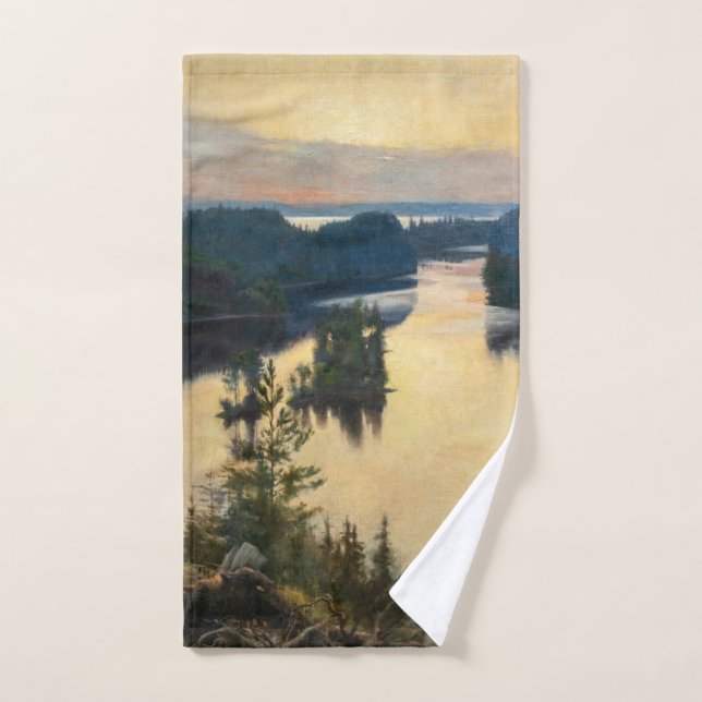 Albert Edelfelt - Kaukola Ridge at Sunset Bath Towel Set (Hand Towel)