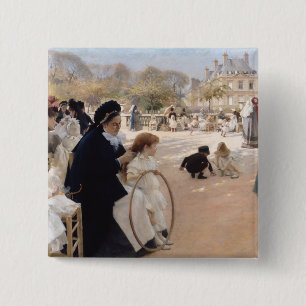 Albert Edelfelt - Luxembourg Gardens, Paris 15 Cm Square Badge