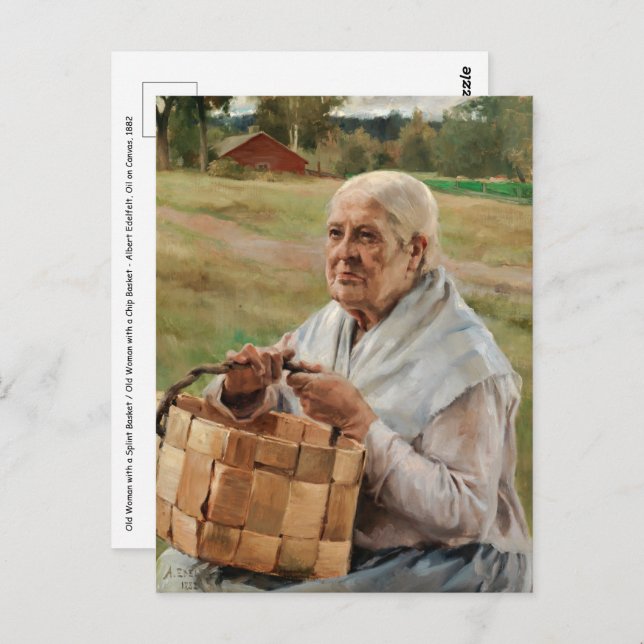 Albert Edelfelt - Old Woman with a Splint Basket Postcard (Front/Back)