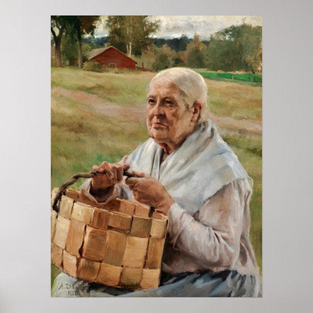 Albert Edelfelt - Old Woman with a Splint Basket Poster (Front)