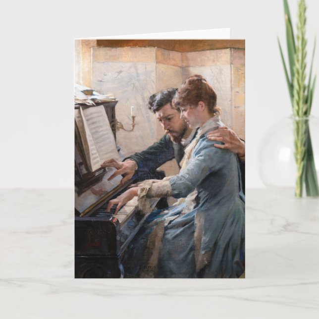 Albert Edelfelt - Playing the Piano Card (Front)