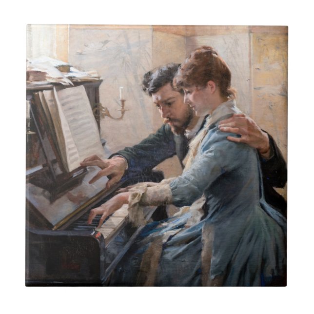 Albert Edelfelt - Playing the Piano Ceramic Tile (Front)