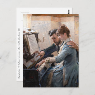 Albert Edelfelt - Playing the Piano Postcard