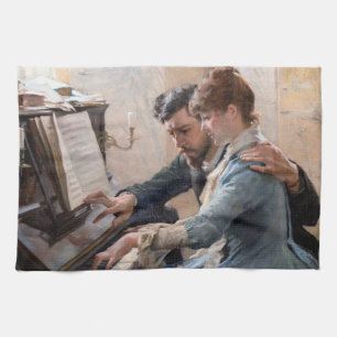 Albert Edelfelt - Playing the Piano Tea Towel