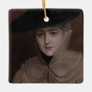 Albert Edelfelt - Portrait of a Young Woman Ceramic Ornament