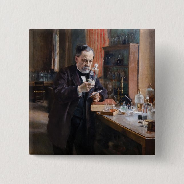 Albert Edelfelt - Portrait of Louis Pasteur 15 Cm Square Badge (Front)