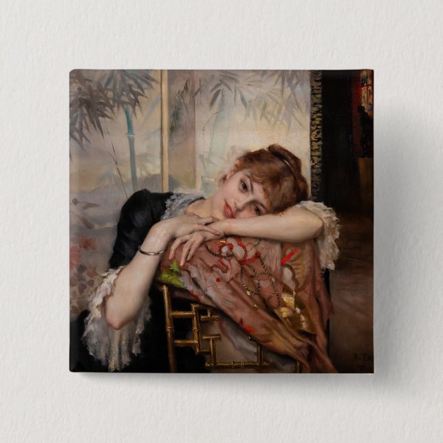 Albert Edelfelt - The Parisienne / Virginie 15 Cm Square Badge (Front)