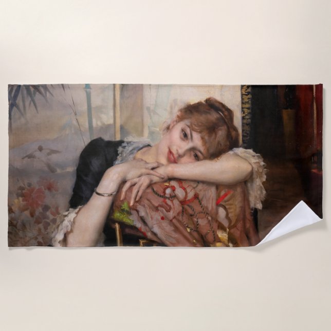Albert Edelfelt - The Parisienne / Virginie Beach Towel (Front)