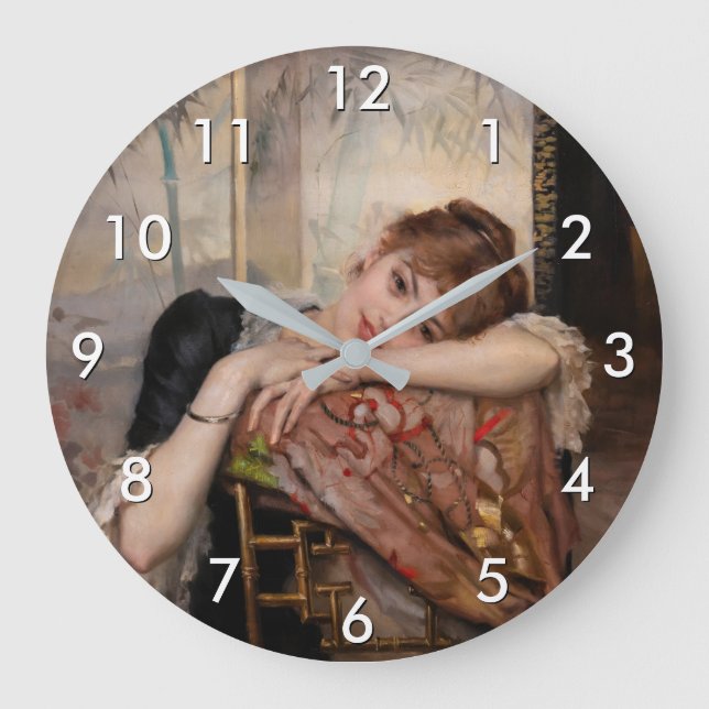 Albert Edelfelt - The Parisienne / Virginie Large Clock (Front)