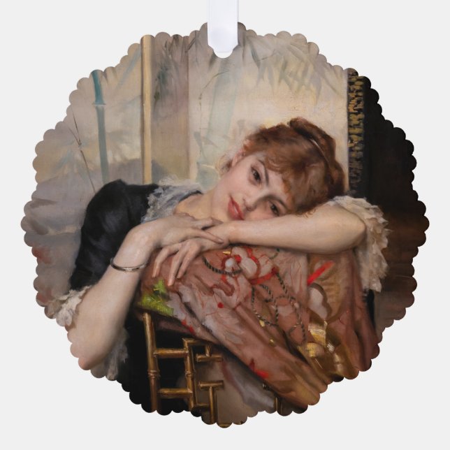 Albert Edelfelt - The Parisienne / Virginie Tree Decoration Card (Front)
