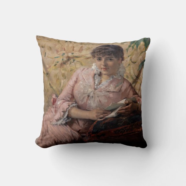 Albert Edelfelt - The Reading Parisienne Cushion (Front)