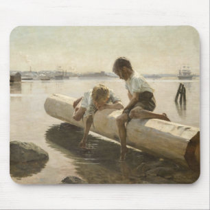 Albert Edelfelt - Two Boys on a Log Mouse Pad