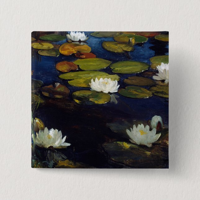 Albert Edelfelt - Water Lilies, Study 15 Cm Square Badge (Front)