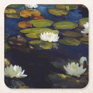 Albert Edelfelt - Water Lilies, Study Square Paper Coaster
