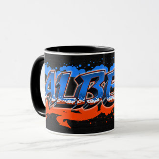 Albert First Name Graffiti blue orange Tasse Mug