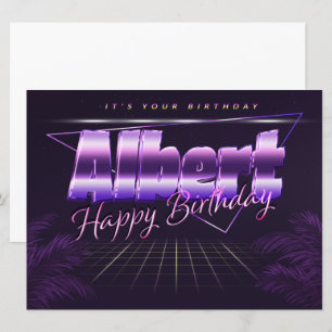 Albert Name Vorname lila retro Karte Geburtstag Card