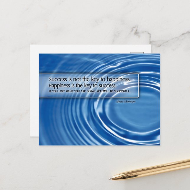 Albert Schweitzer Inspirational Quote "Success" Postcard (Front/Back In Situ)