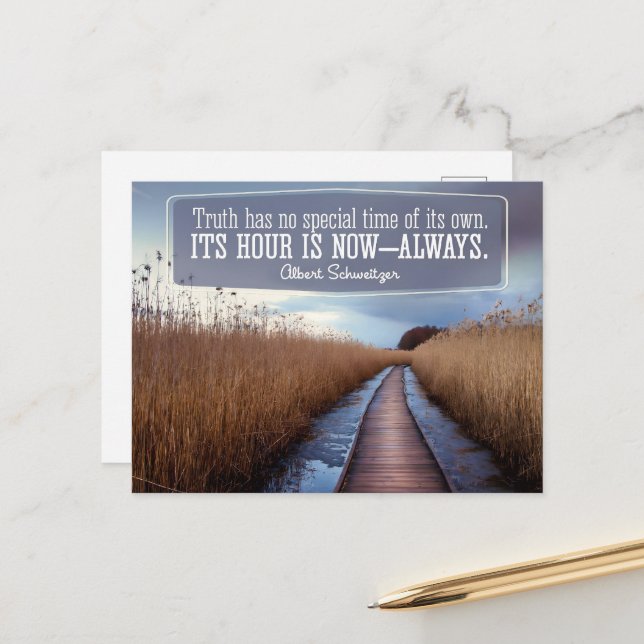 Albert Schweitzer Inspirational Quote "Truth" Postcard (Front/Back In Situ)
