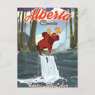 Alberta Canada cartoon travel poster Postcard
