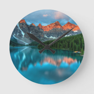 Alberta Canada Lake Louise Summer Adventure Round Clock
