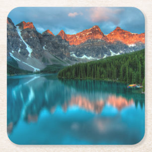 Alberta Canada Lake Louise Summer Adventure Square Paper Coaster
