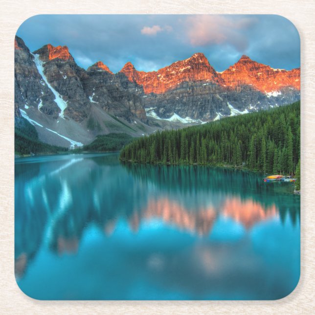 Alberta Canada Lake Louise Summer Adventure Square Paper Coaster (Front)