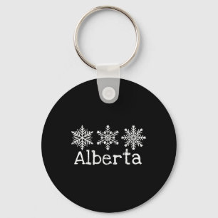 Alberta Canada Ski Skier Skiing Winter Snowflakes Key Ring