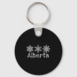 Alberta Canada Ski Skier Skiing Winter Snowflakes  Key Ring