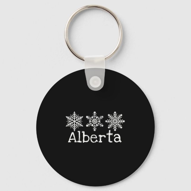 Alberta Canada Ski Skier Skiing Winter Snowflakes  Key Ring (Front)