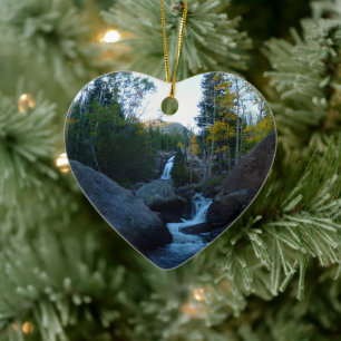 Alberta Falls at Sunrise at Rocky Mountains Ceramic Ornament