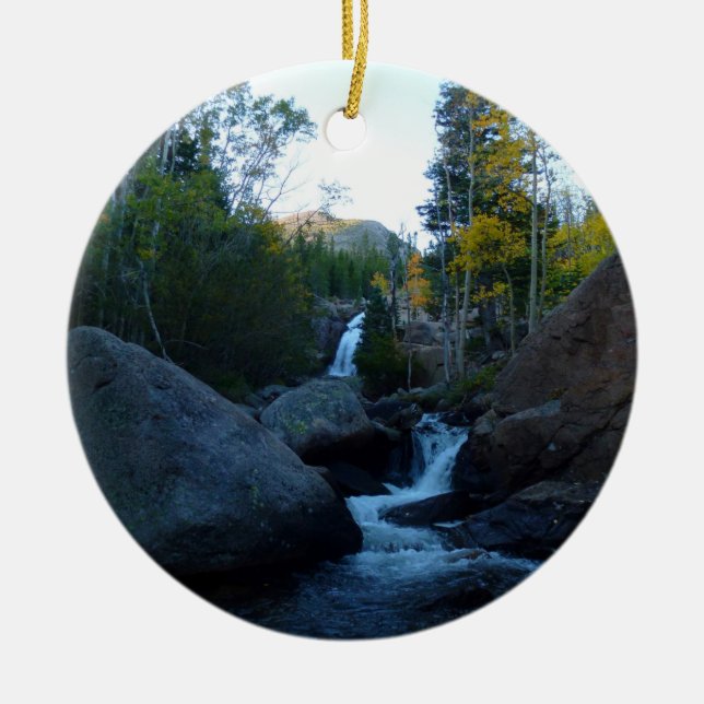 Alberta Falls at Sunrise at Rocky Mountains Ceramic Ornament (Front)