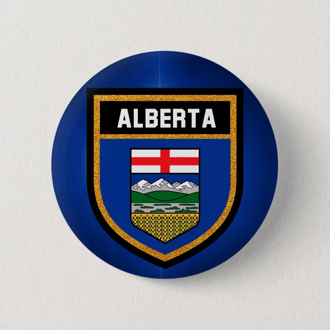 Alberta Flag 6 Cm Round Badge (Front)
