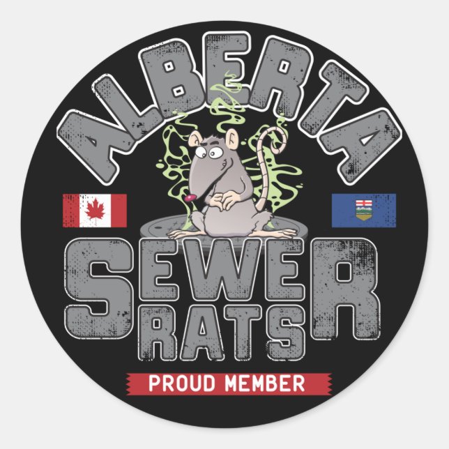 Alberta Sewer Rats Round Sticker (Front)