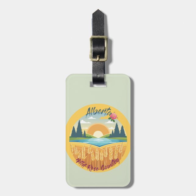 Alberta: Wild Rose Country Luggage Tag (Front Vertical)