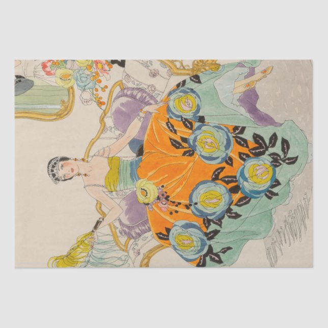 Alberto Vargas Art Deco Decoupage Tissue Paper  (Front)