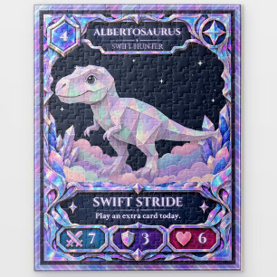 Albertosaurus Dinosaur, Rainbow Foil Art Jigsaw Puzzle