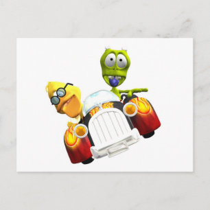 Albie and Frank Hot Roddin' Postcard