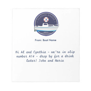 Albin 25 boat-to boat notepad