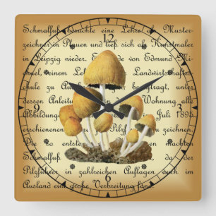 Albin Schmalfuß ~ Glimmertintling-1~ Mushrooms ~ Square Wall Clock
