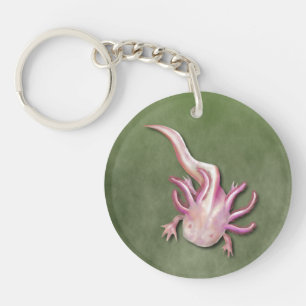 Albino Axolotl "Walking Fish" Art Key Ring