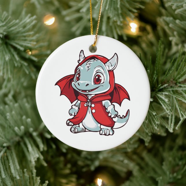 Albino Dragon in Red Ceramic Ornament (Tree)