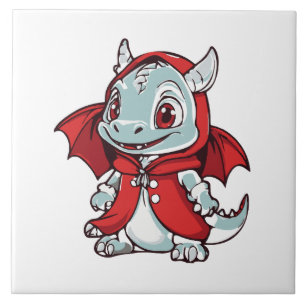 Albino Dragon in Red Ceramic Tile