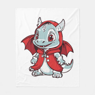 Albino Dragon in Red Fleece Blanket