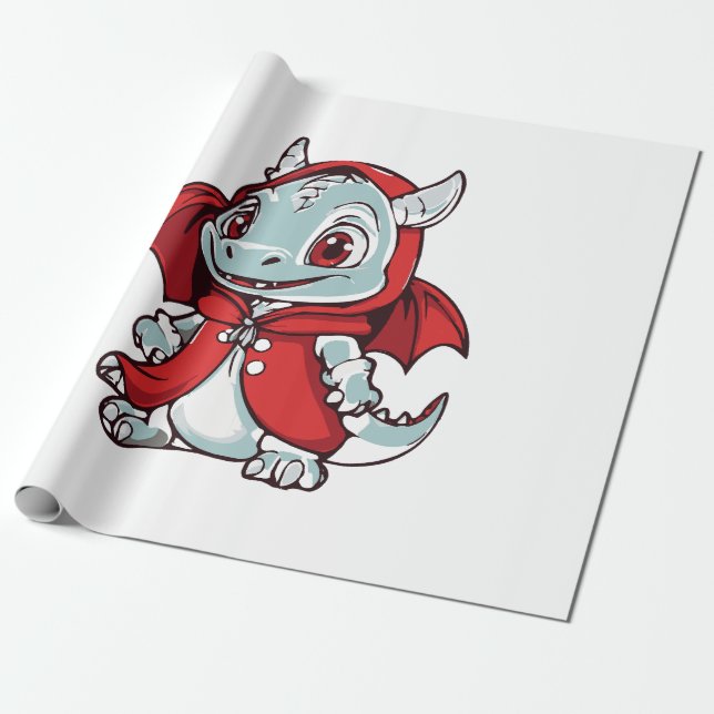 Albino Dragon in Red Wrapping Paper (Unrolled)