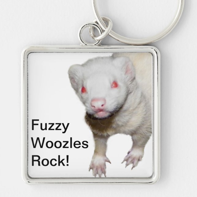 Albino Ferret Picture Key Ring (Front)